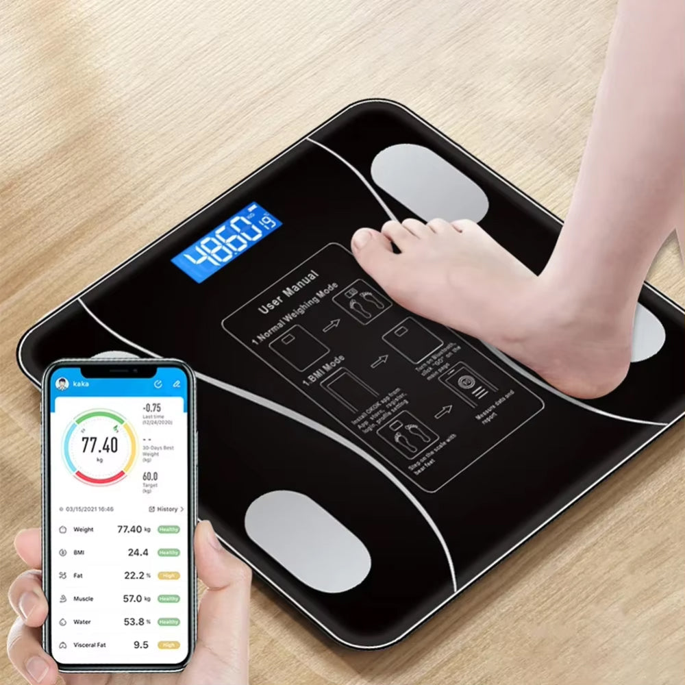 Smart Body Composition Scale Bluetooth Health Tracker 13+ Metrics Weight BMI Fat Muscle Mass Monitor Temperature Sensor App Sync Family | Thomler