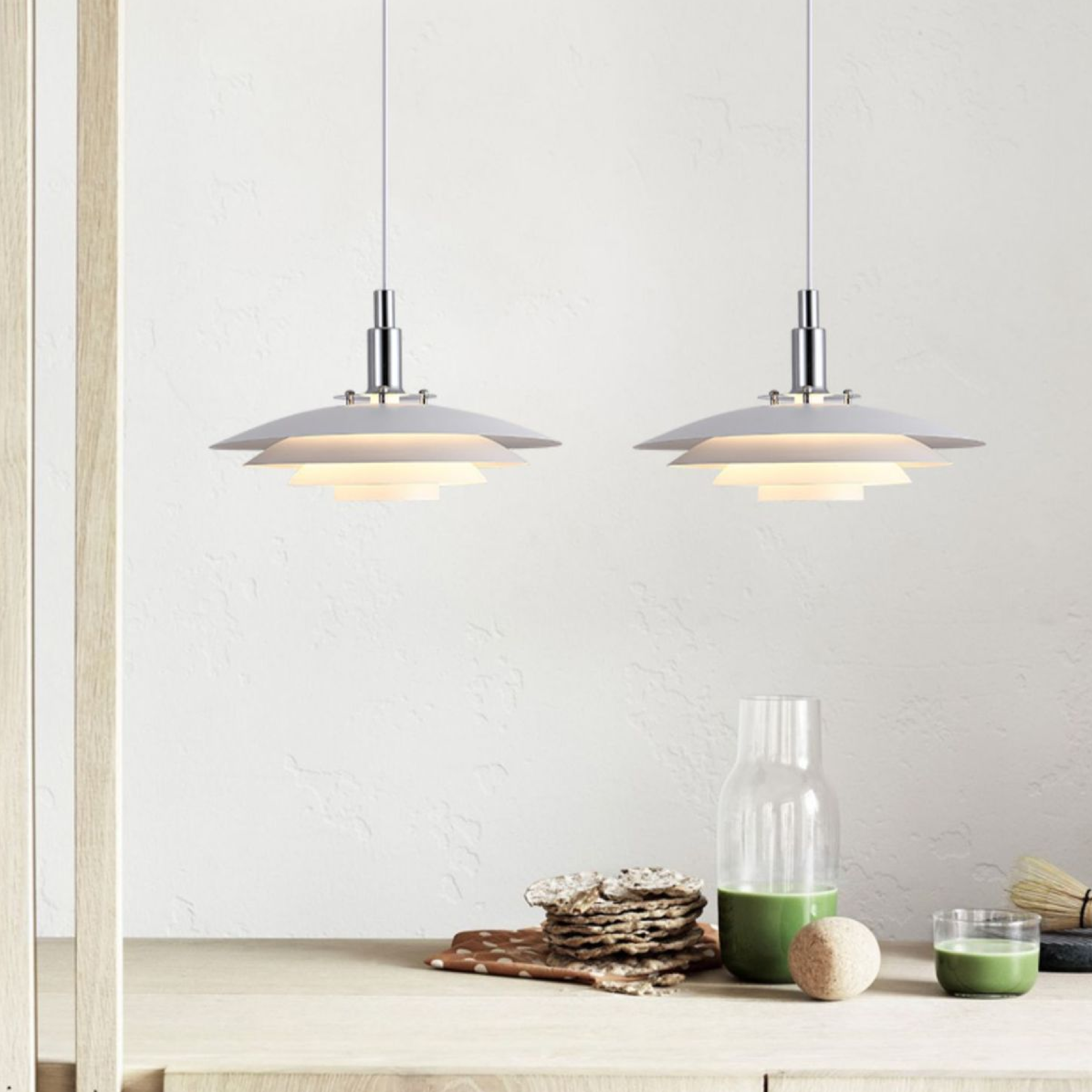 Pendant Light Iron Layered 38.0 cm Black Dining Table Kitchen Island Scandinavian Hanging Ceiling Lamp | Thomler