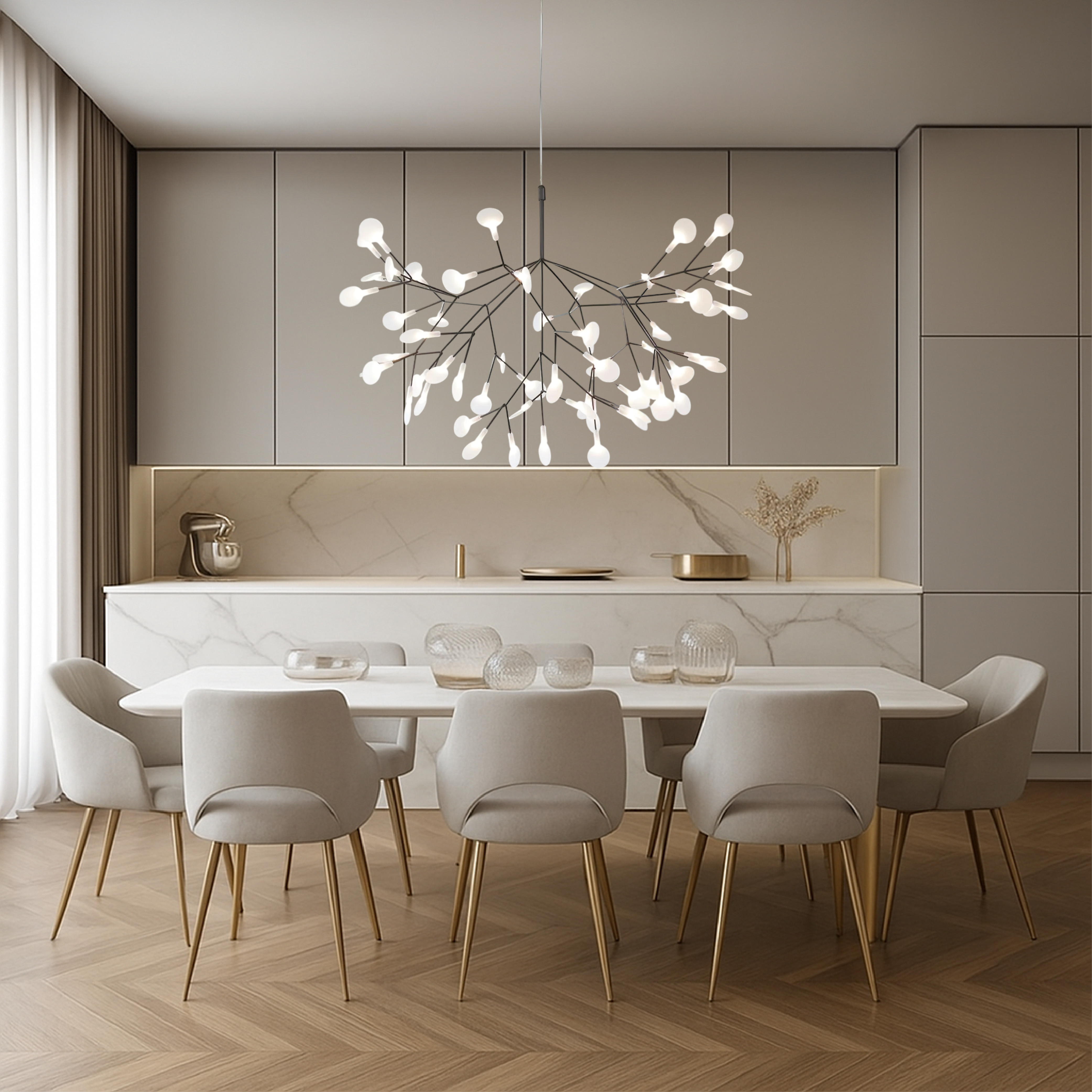 Pendant Light Acrylic Iron Ø203.2 cm Black Scandinavian Dining Room Branch Chandelier Modern LED Ceiling Fixture | Thomler