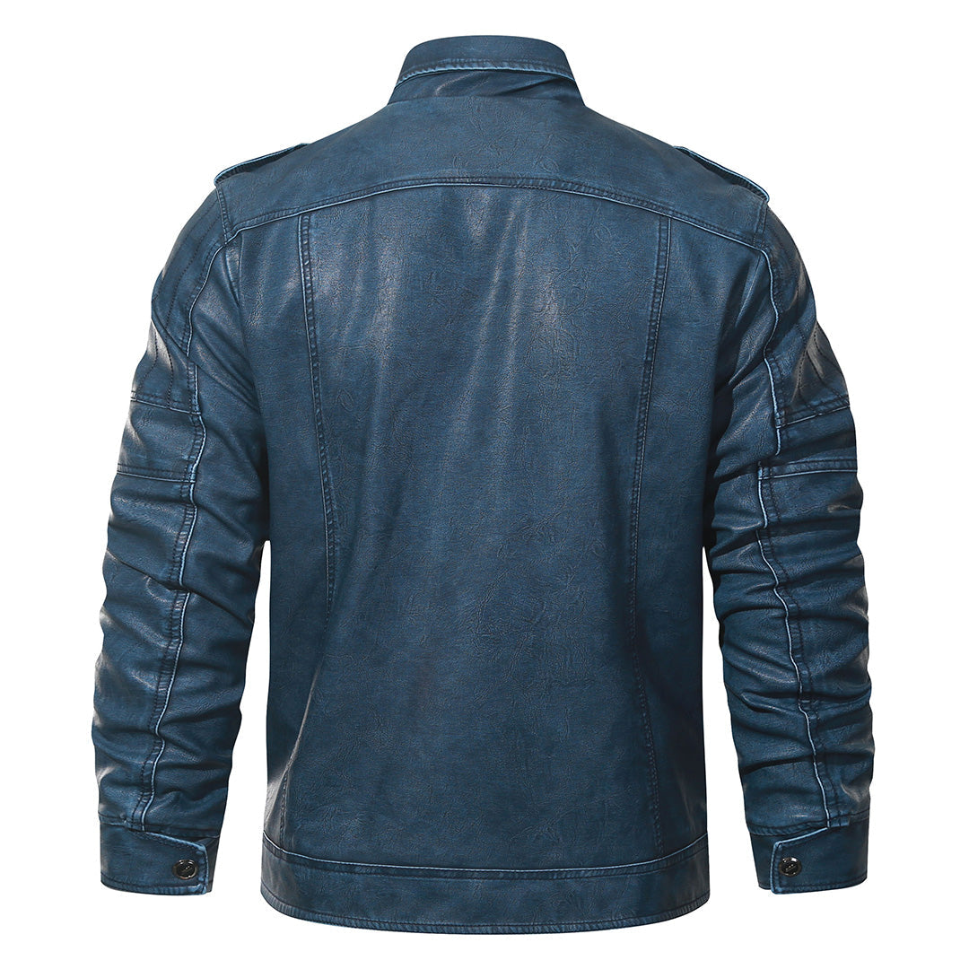 Faux Leather Motorcycle Jacket with Fleece Lining for Men – Water-Resistant Biker Coat for Fall & Winter | Thomler