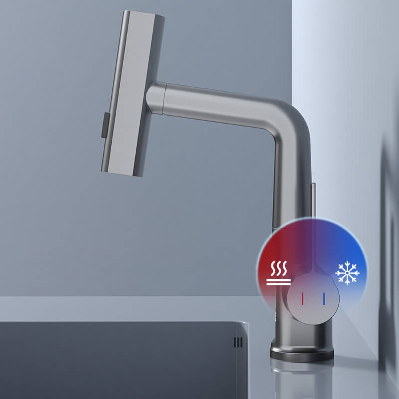 Kitchen Sink Faucet with Pull-Down Sprayer & LED Temperature Display – 360° Swivel, 5 Spray Settings, Brushed Nickel Finish for Modern Homes | Thomler