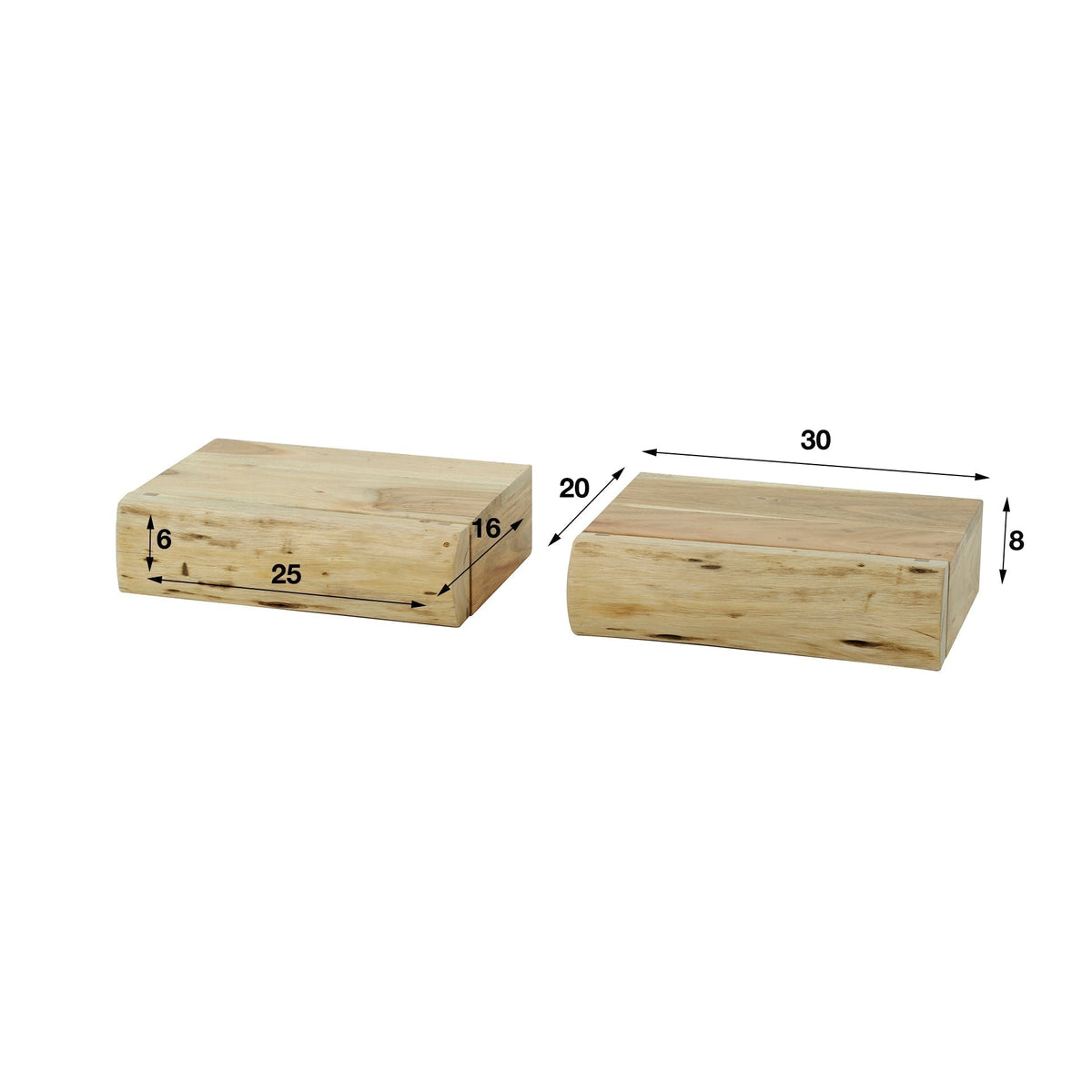 Wall-Mounted Acacia Wood Nightstand Set – Floating Bedside Shelf Pair for Minimalist Bedrooms, Compact Guest Rooms & Modern Home Decor | Thomler