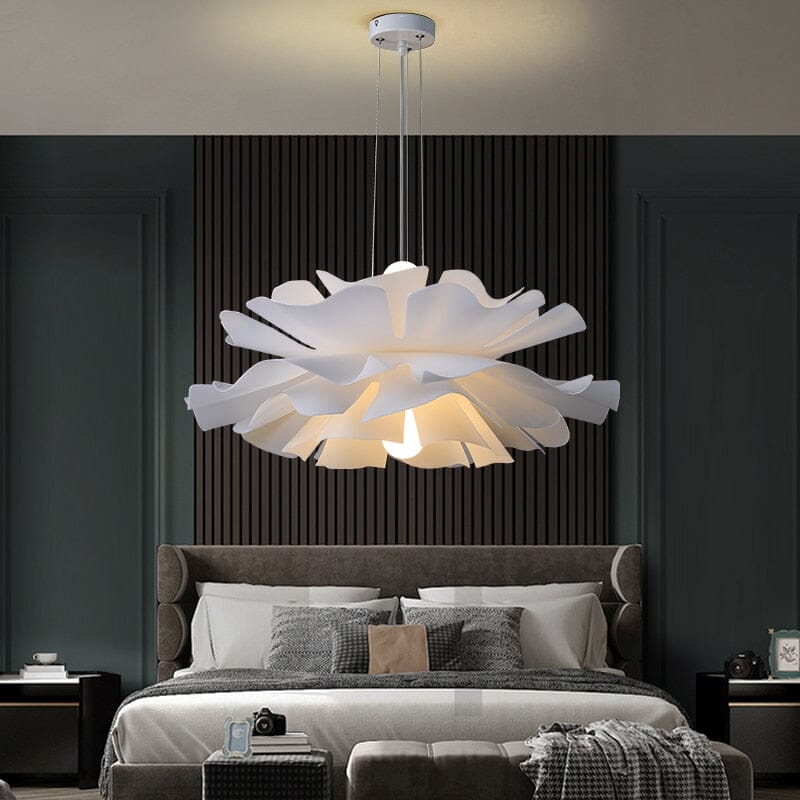 Pendant Light Acrylic Flower 80.0 cm White Living Room Dining Room Sculptural Hanging Ceiling Lamp LED Compatible | Thomler