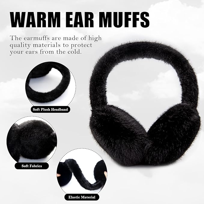 Foldable Winter Earmuffs with Plush Synthetic Fur for Women & Men – Adjustable Compact Ear Covers for Cold Weather | Thomler