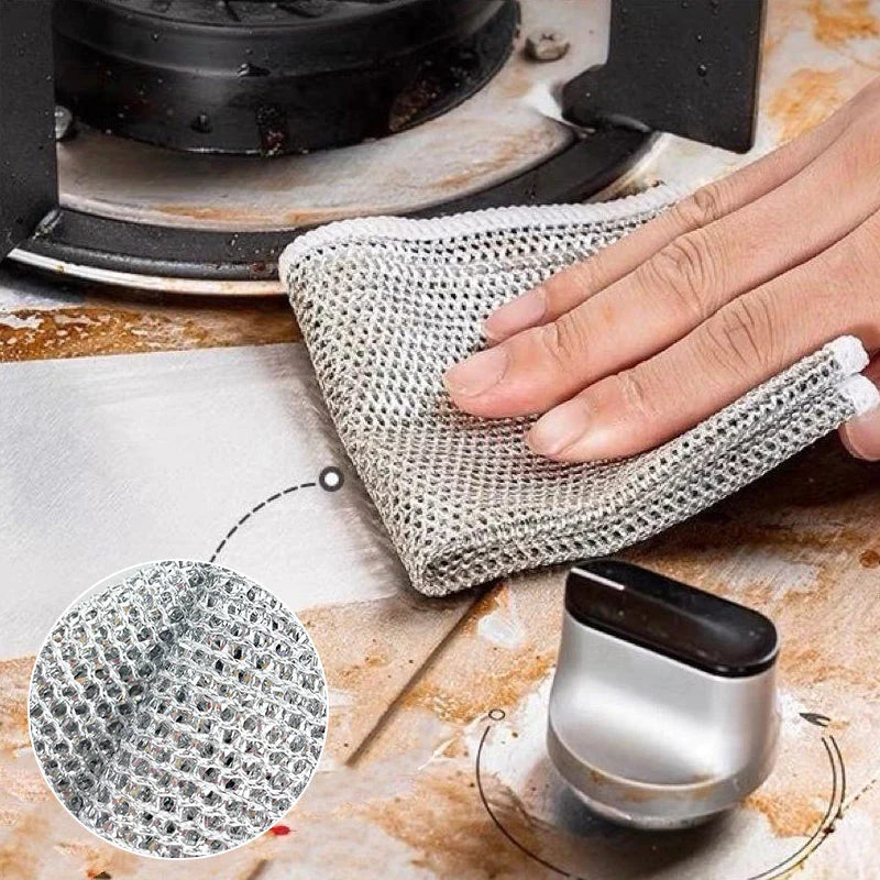 Mesh Scrubbing Cloths Kitchen Dish Cleaning Set Gentle Surface Safe Cookware Scrubber 10-Pack for Pots Pans | Thomler