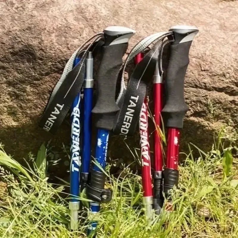 Collapsible Hiking Stick Adjustable Height Lightweight Aluminum Walking Staff for Trail Backpacking Mountain Trekking Men Women Outdoor | Thomler