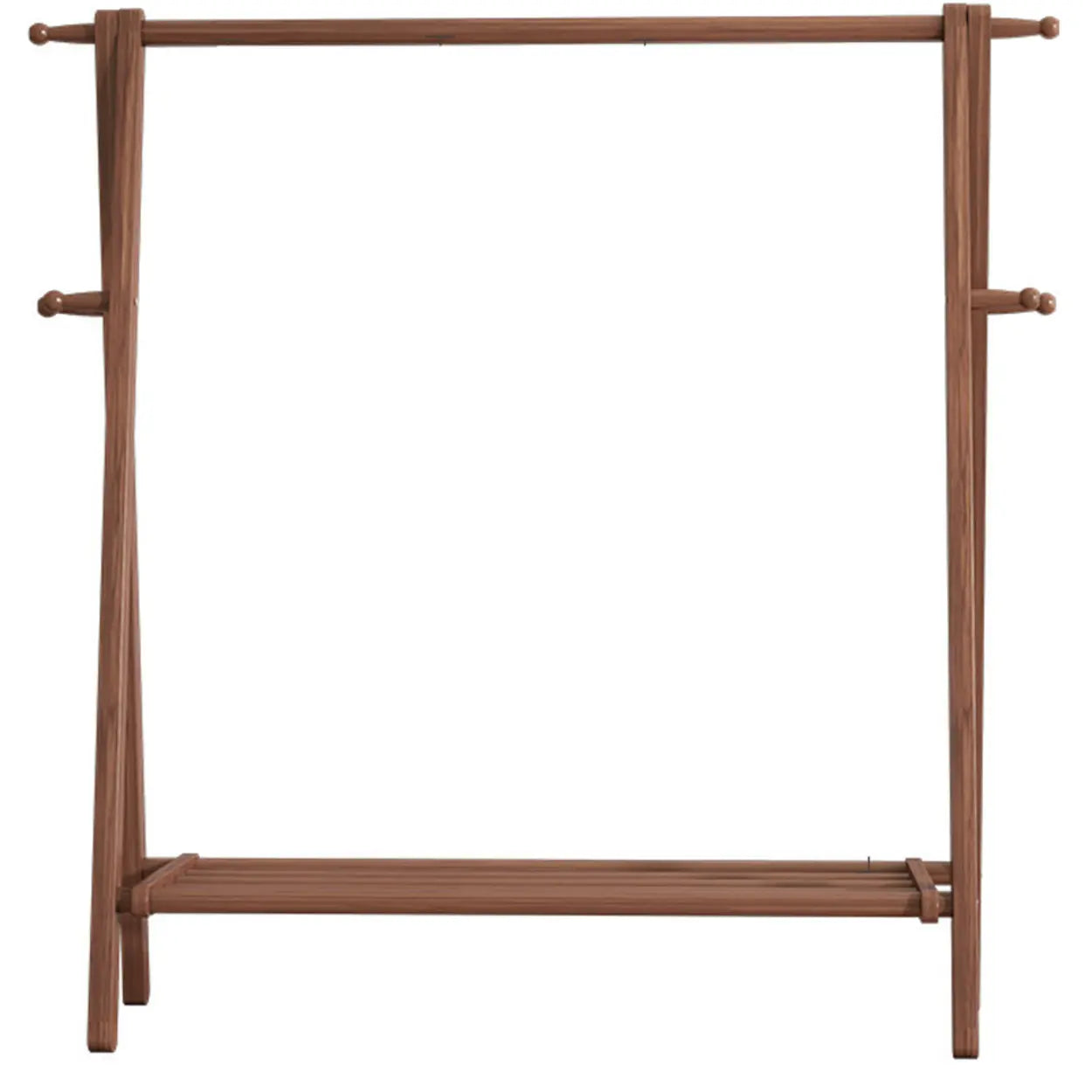 Coat Rack Beech Wood 150.0 cm Natural Hallway Bedroom Storage Stand Foldable A Frame Garment Organiser With Shelf Hooks | Thomler