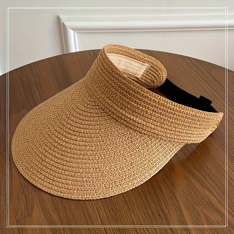 Women's Collapsible Summer Hat | Wide-Brim UVA/UVB Shield Packable Straw Beach Hat for Vacation Travel | Breathable Adjustable Fit | Thomler