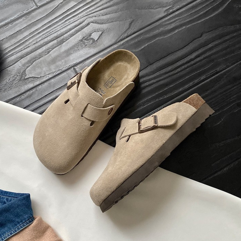 Unisex Leather Sandals with Adjustable Buckle Strap – Cushioned Footbed Slides for Indoor Outdoor Everyday Wear Men Women | Thomler