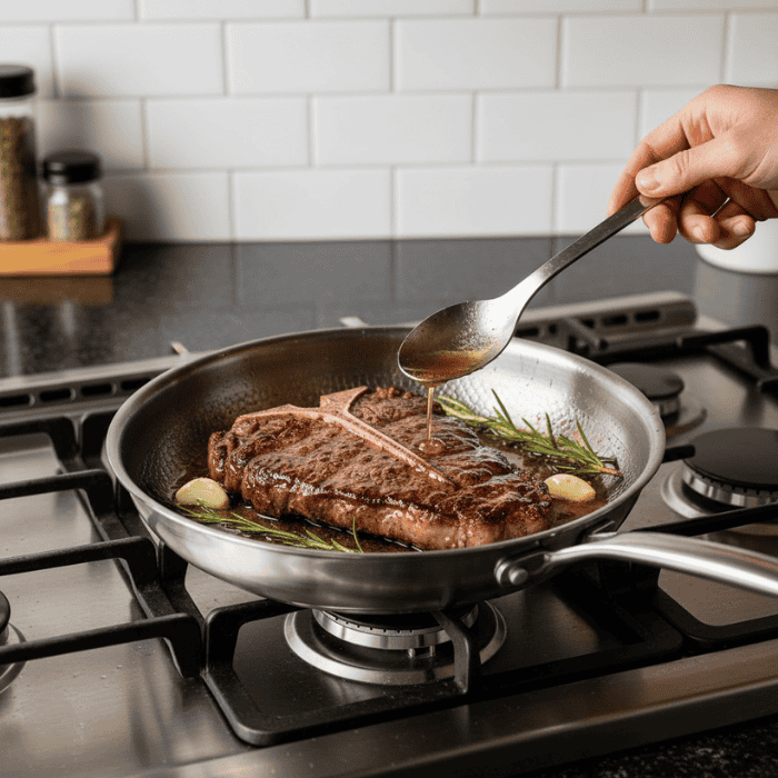 Nonstick Frying Pan with Titanium Coating for Gas Induction Electric Stovetops Metal Utensil Safe Hammered Skillet Dishwasher Safe | Thomler