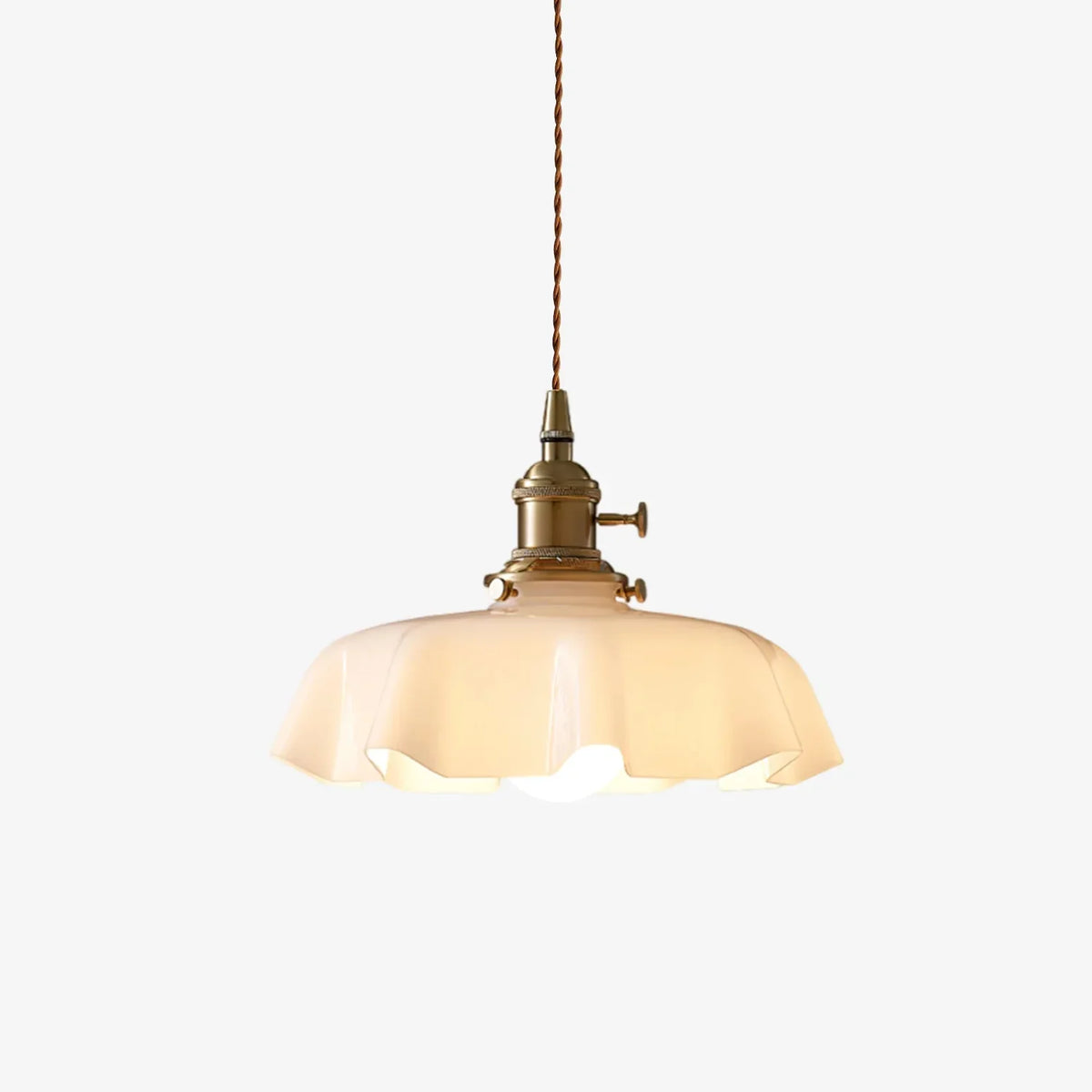 French-Inspired Glass Pendant Light with Adjustable Height for Dining Room & Bar – Brass & Glass Fixture with E26 Socket – 10 in Diameter | Thomler