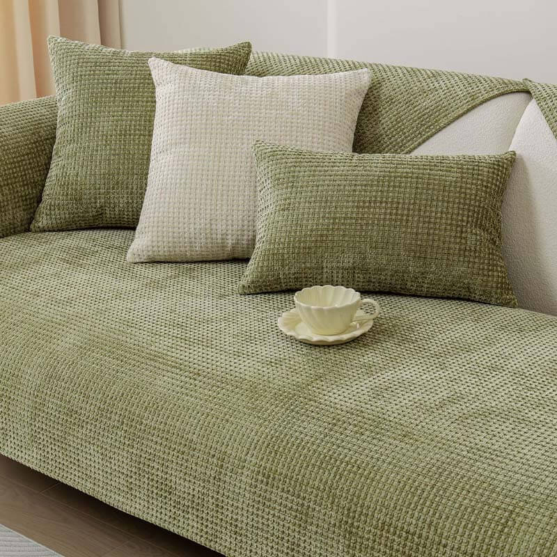 Textured Chenille Furniture Protector with Grip-Dot Backing for Couches & Chairs | Thomler