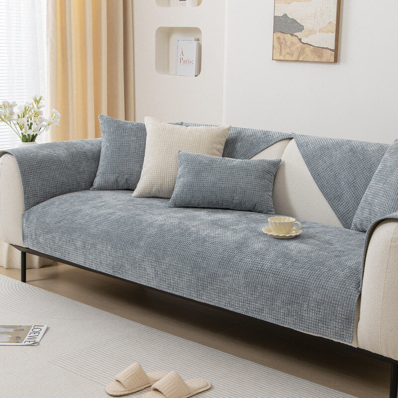 Textured Chenille Furniture Protector with Grip-Dot Backing for Couches & Chairs | Thomler