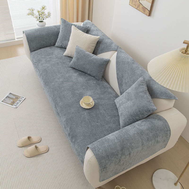 Textured Chenille Furniture Protector with Grip-Dot Backing for Couches & Chairs | Thomler