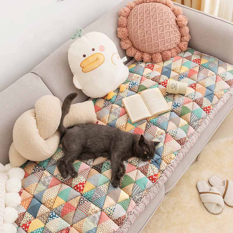 Quilted Cotton Furniture Protector Cover Anti-Slip Couch Cushion Pad for Sofa Chair Loveseat Pet-Friendly Washable Mat for Living Room | Thomler