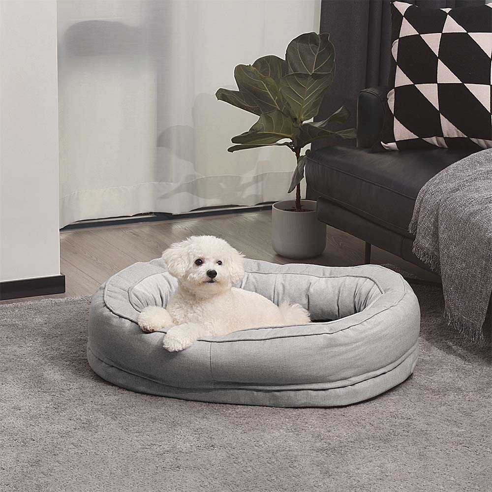 Round Bolster Pet Bed with Orthopedic Foam Support for Dogs | Raised Edge Calming Bed with Machine Washable Cover & Waterproof Liner | Thomler