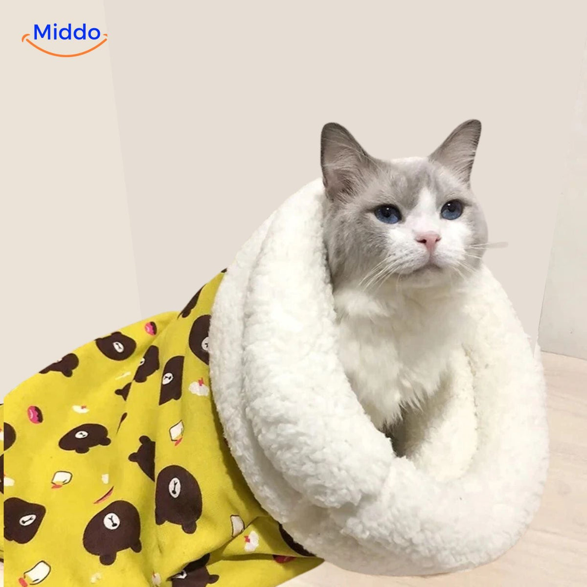 Enclosed Cat Sleeping Bag Bed – Plush Hooded Pet Cave for Warmth & Security | Thomler