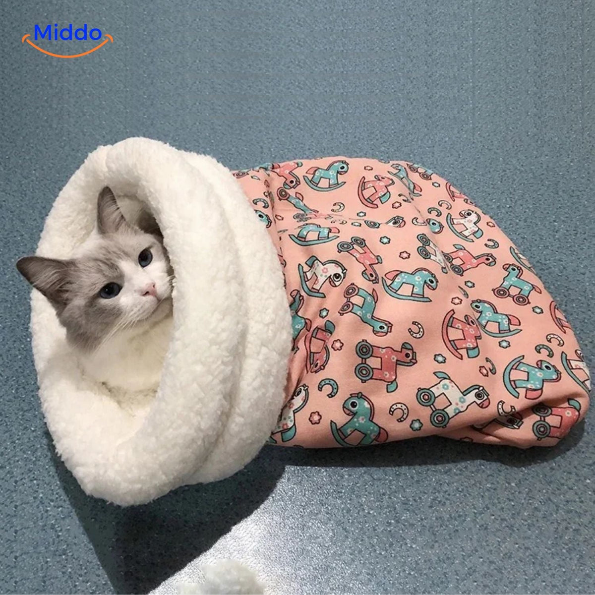 Enclosed Cat Sleeping Bag Bed – Plush Hooded Pet Cave for Warmth & Security | Thomler