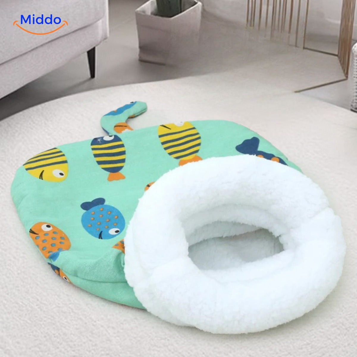 Enclosed Cat Sleeping Bag Bed – Plush Hooded Pet Cave for Warmth & Security | Thomler