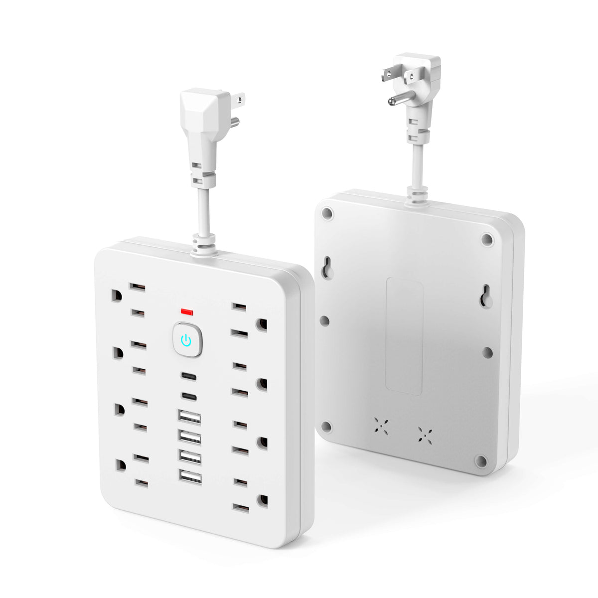 Multi-Device Charging Station with Overload Safety – 8 Outlets, 4 USB, 2 USB-C Ports for Home Office, Dorm, Workshop | Thomler