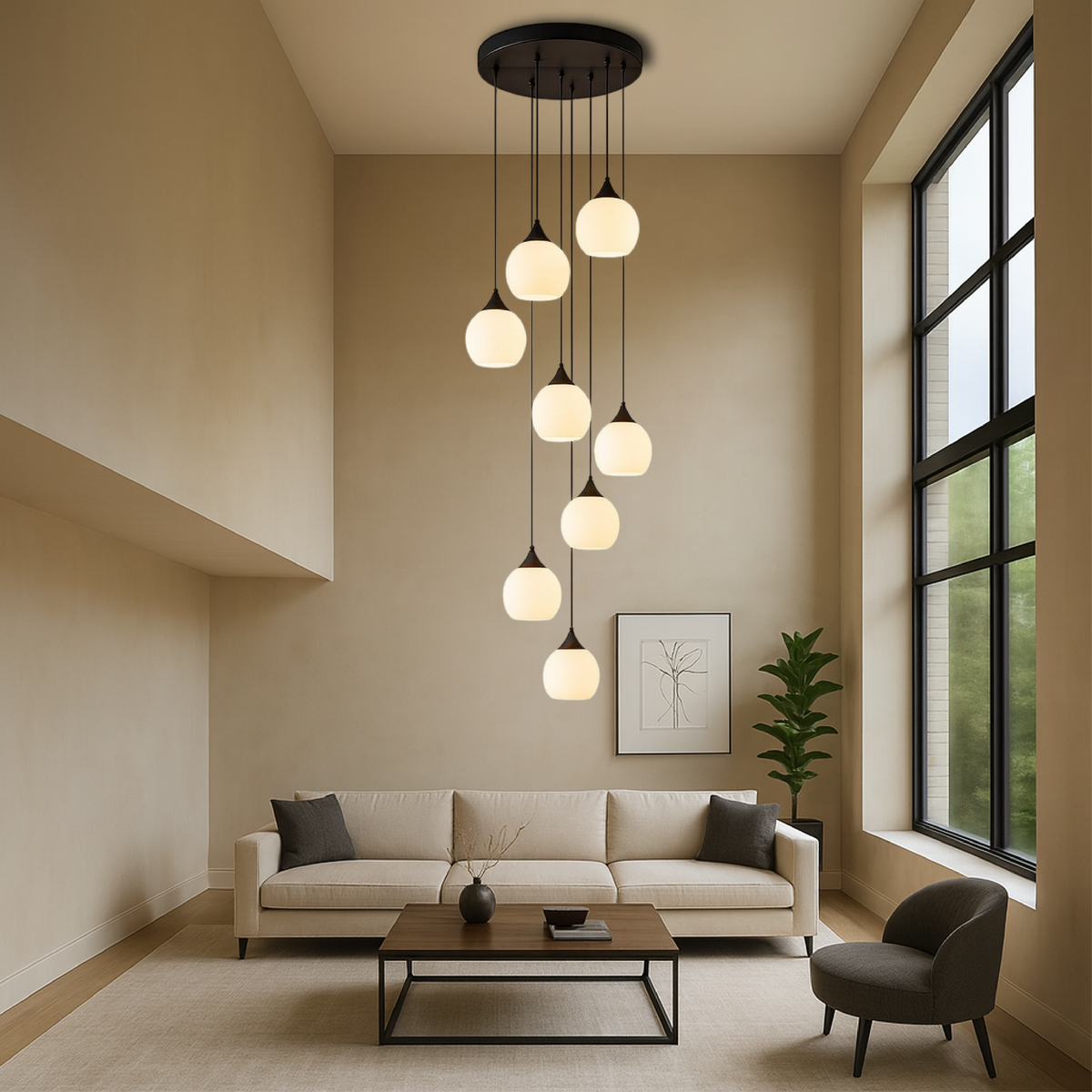 Spiral Stairway Crystal Chandelier LED Multi-Story Foyer Ceiling Light Height-Adjustable Modern Entryway Hanging Fixture for Grand Staircase | Thomler