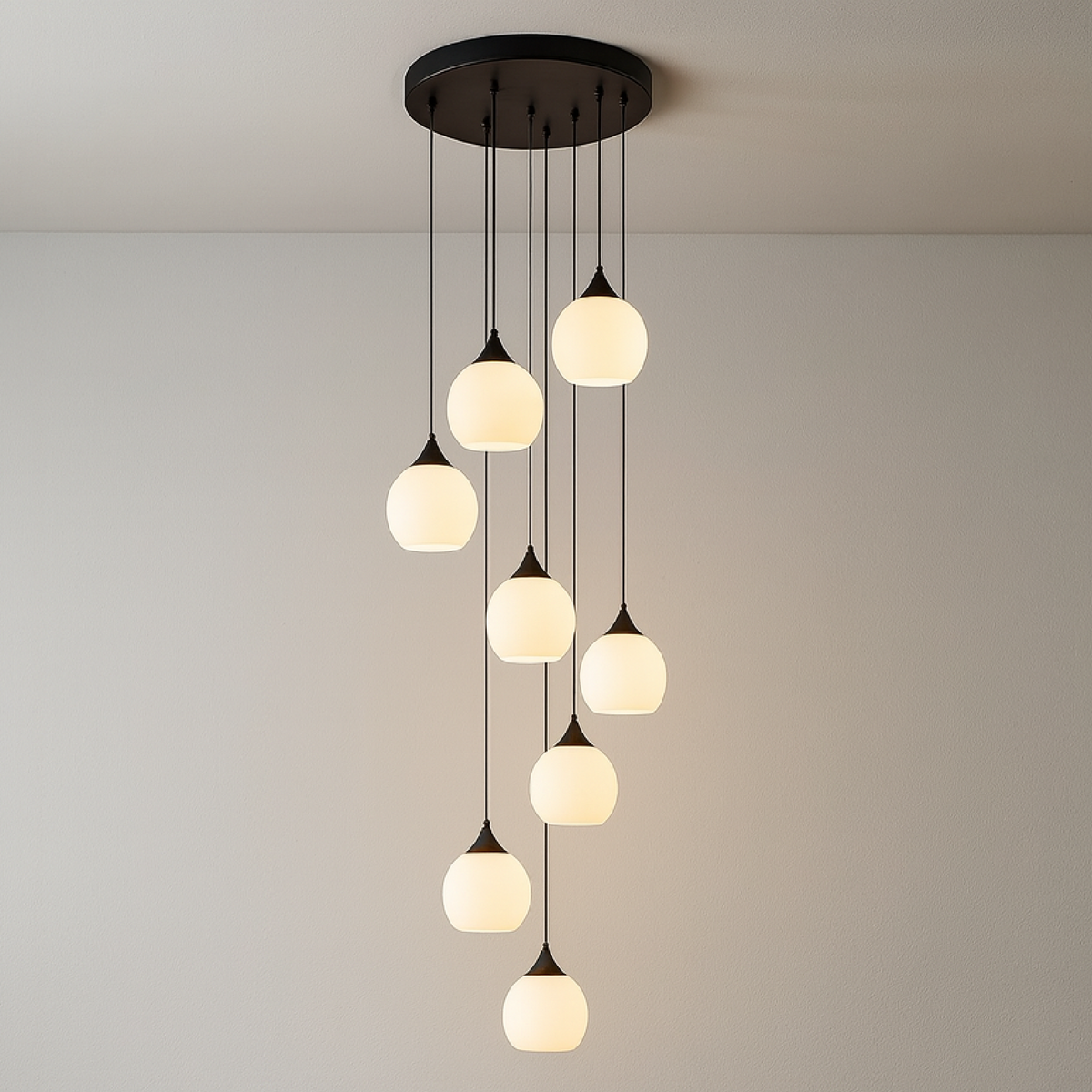 Spiral Stairway Crystal Chandelier LED Multi-Story Foyer Ceiling Light Height-Adjustable Modern Entryway Hanging Fixture for Grand Staircase | Thomler