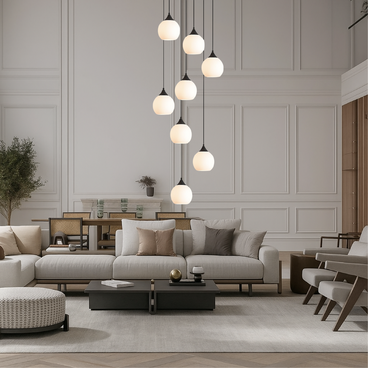 Spiral Stairway Crystal Chandelier LED Multi-Story Foyer Ceiling Light Height-Adjustable Modern Entryway Hanging Fixture for Grand Staircase | Thomler