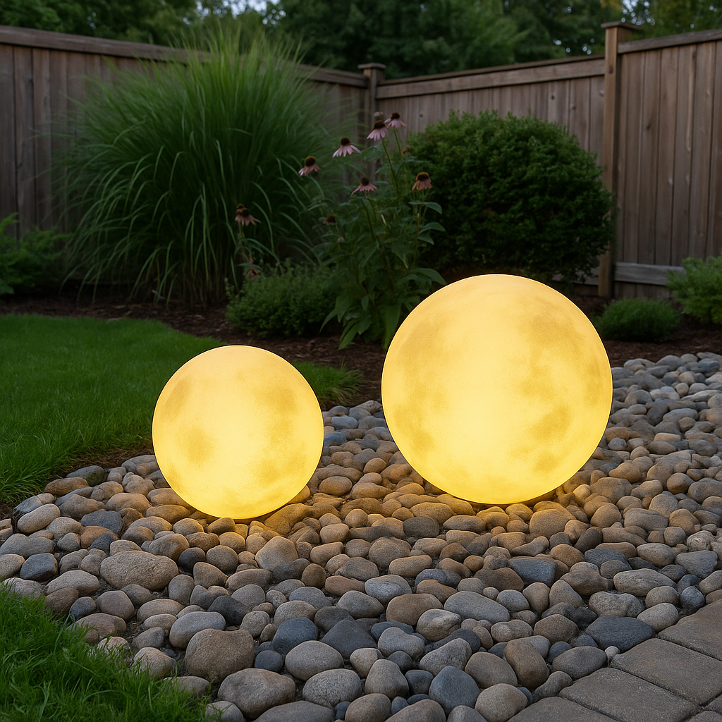 Solar Outdoor Moon Globe Light Sphere Garden Pathway Decoration Waterproof LED Resin Yard Patio Balcony Ambient Lighting | Thomler