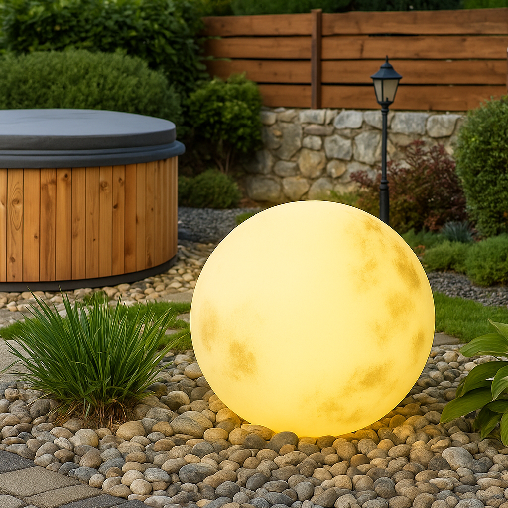 Solar Outdoor Moon Globe Light Sphere Garden Pathway Decoration Waterproof LED Resin Yard Patio Balcony Ambient Lighting | Thomler