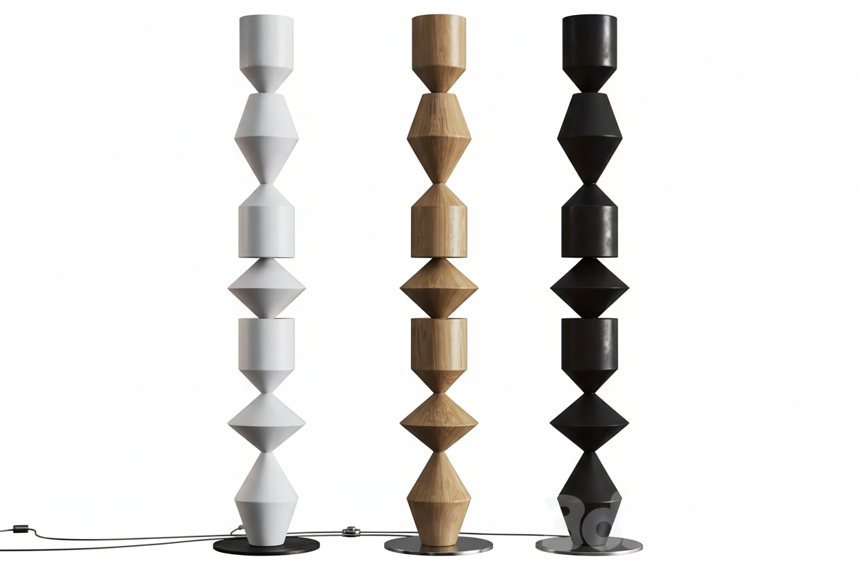 Floor Lamp Iron Geometric 60.2 in Walnut Living Room Ambient Modern Sculptural Lighting Decor | Thomler