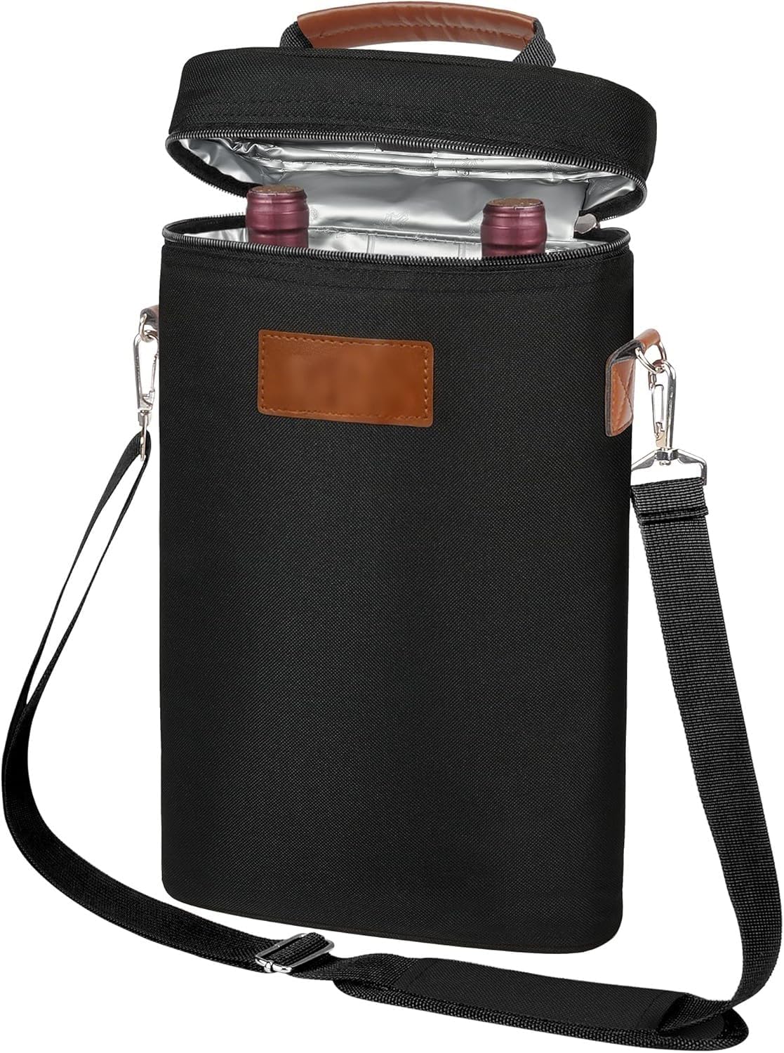 Double-Bottle Wine Tote with Padded Divider & Insulated Lining for Picnics, Travel, Parties | Thomler