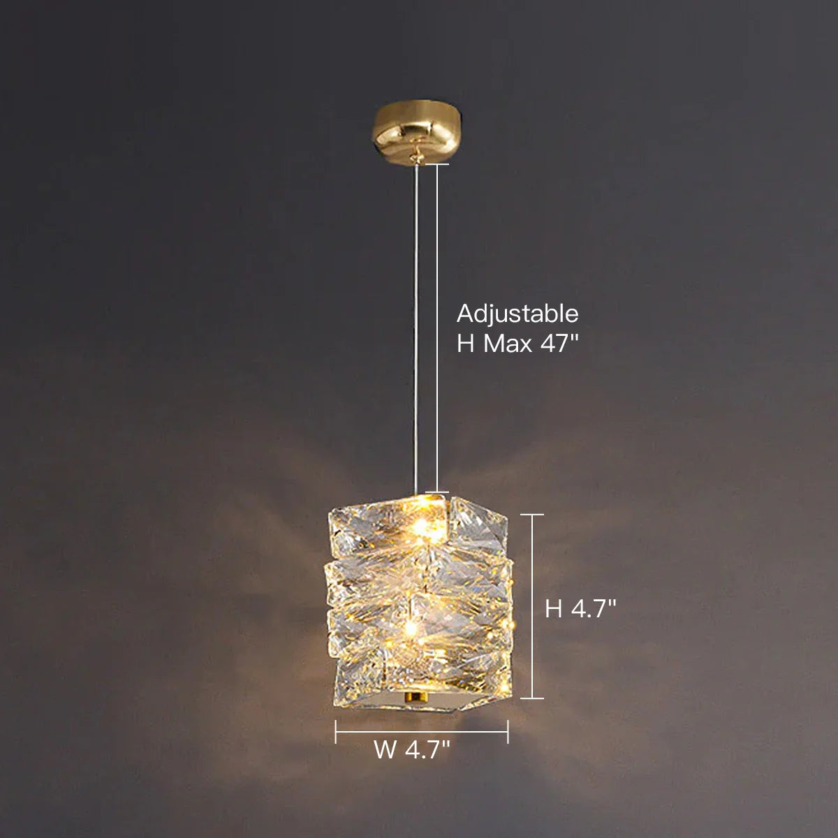Pendant Light Crystal Stacked Glass 9.8 in LED Kitchen Island Dining Room Hanging Ceiling Fixture Modern Contemporary | Thomler