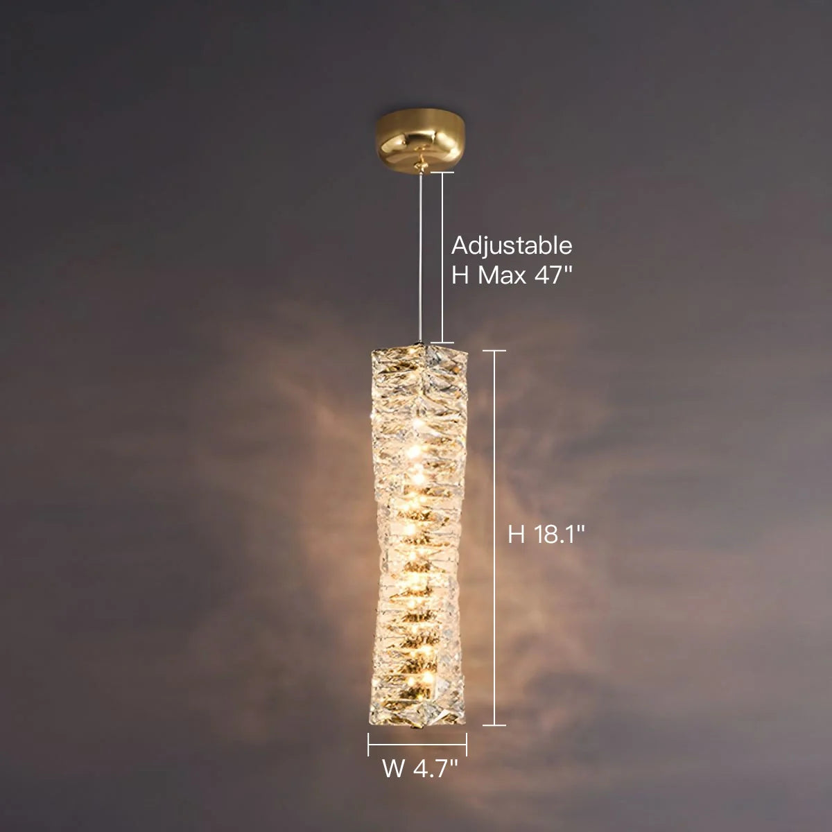 Pendant Light Crystal Stacked Glass 9.8 in LED Kitchen Island Dining Room Hanging Ceiling Fixture Modern Contemporary | Thomler