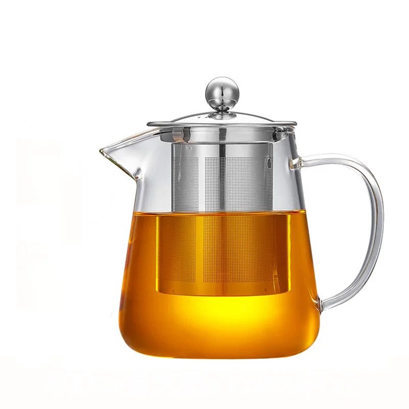Clear Borosilicate Glass Teapot with Removable Stainless Steel Infuser & Lid for Loose Leaf Tea, Herbal Brews – Heat-Safe Brewing Kettle | Thomler