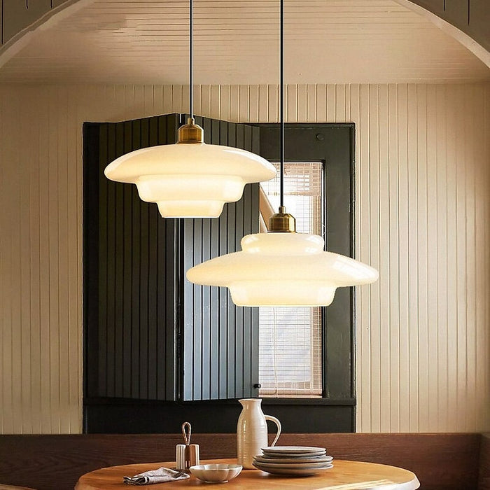 Pendant Light Frosted Glass 30.0 cm White Dining Room Art Deco Hanging Ceiling Lamp Adjustable Brass Detail | Thomler