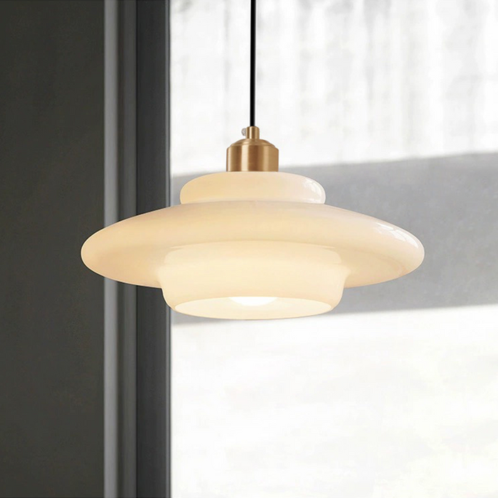 Pendant Light Frosted Glass 30.0 cm White Dining Room Art Deco Hanging Ceiling Lamp Adjustable Brass Detail | Thomler