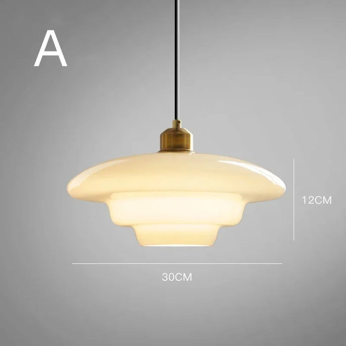 Pendant Light Glass 30.0 cm Milky White Dining Room Kitchen Island Hanging Ceiling Lamp Adjustable Cable Brass Finish | Thomler
