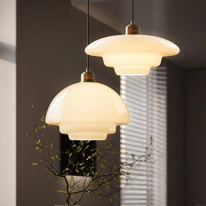 Pendant Light Frosted Glass 30.0 cm White Dining Room Art Deco Hanging Ceiling Lamp Adjustable Brass Detail | Thomler