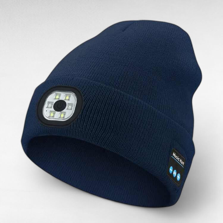 Rechargeable Bluetooth Beanie with Built-In LED Headlamp – Wireless Music Hat for Running, Hiking & Winter Outdoors | Thomler
