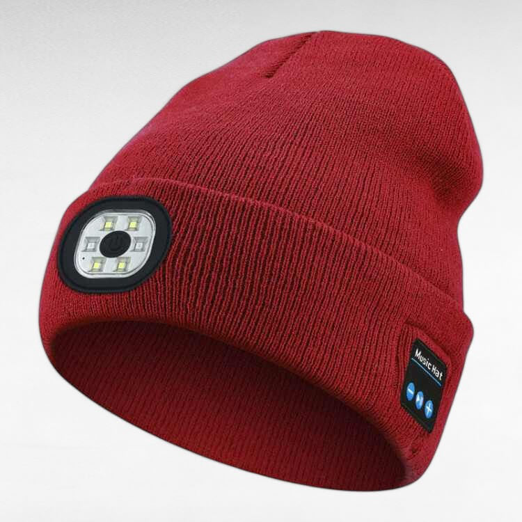 Rechargeable Bluetooth Beanie with Built-In LED Headlamp – Wireless Music Hat for Running, Hiking & Winter Outdoors | Thomler