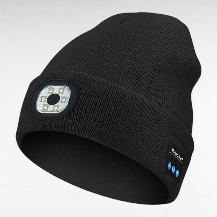 Rechargeable Bluetooth Beanie with Built-In LED Headlamp – Wireless Music Hat for Running, Hiking & Winter Outdoors | Thomler