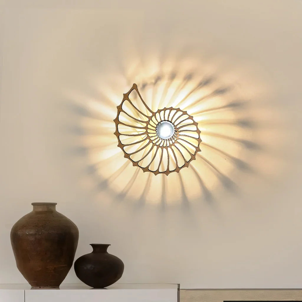 Wall Lamp Ceramic LED 7.9 in Nautilus Design Gold Black Living Room Bedroom Hallway Decorative Accent Lighting | Thomler