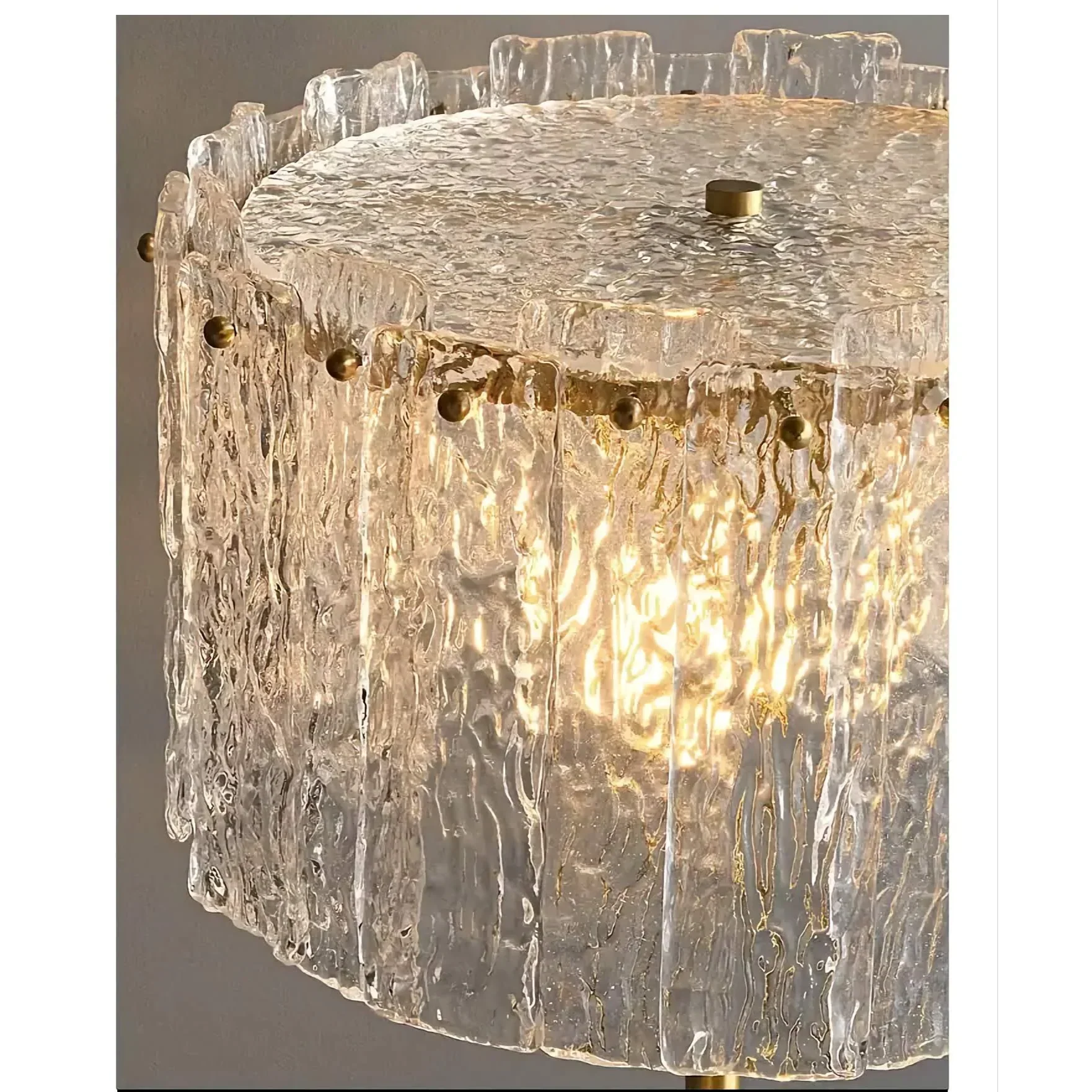 Table Lamp Glass 23.6 in Clear Brass Bedroom Living Room Textured Shade Modern Accent Lighting | Thomler