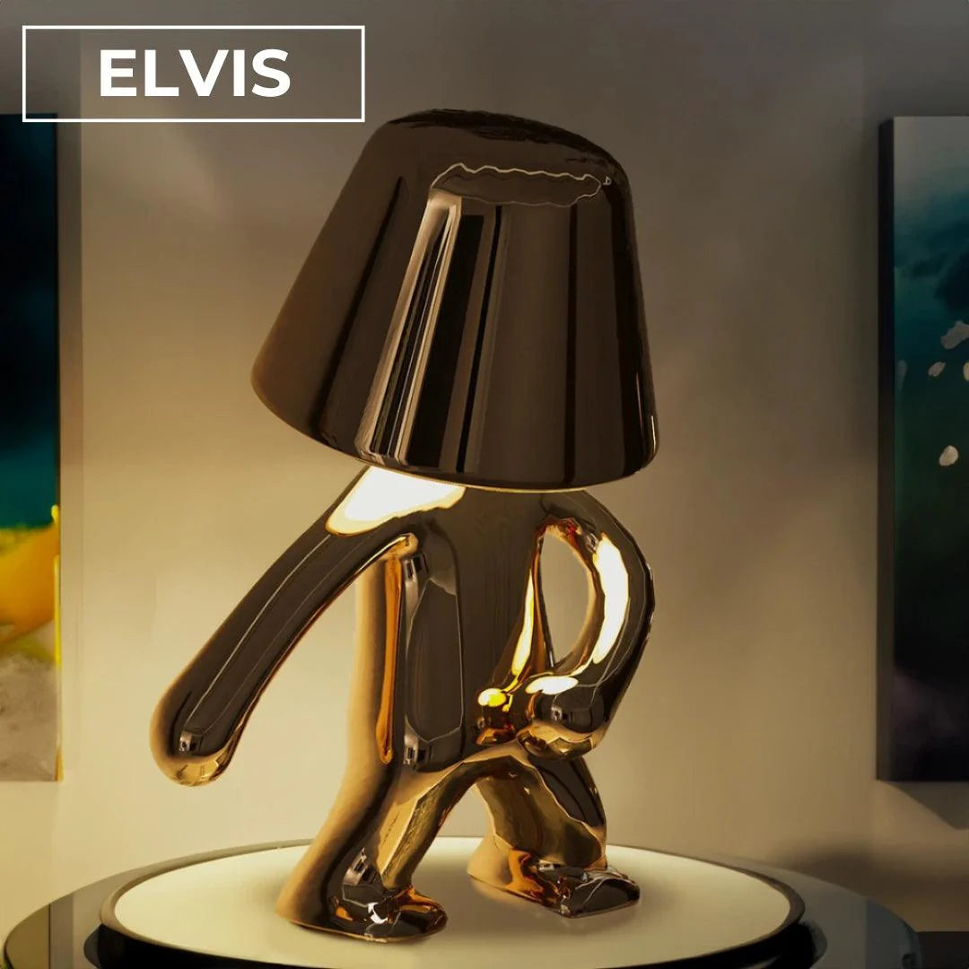 Table Lamp Gold Figurine 7.6 in LED Wireless Desk Decorative Dancing Accent Light USB Rechargeable Home Decor | Thomler