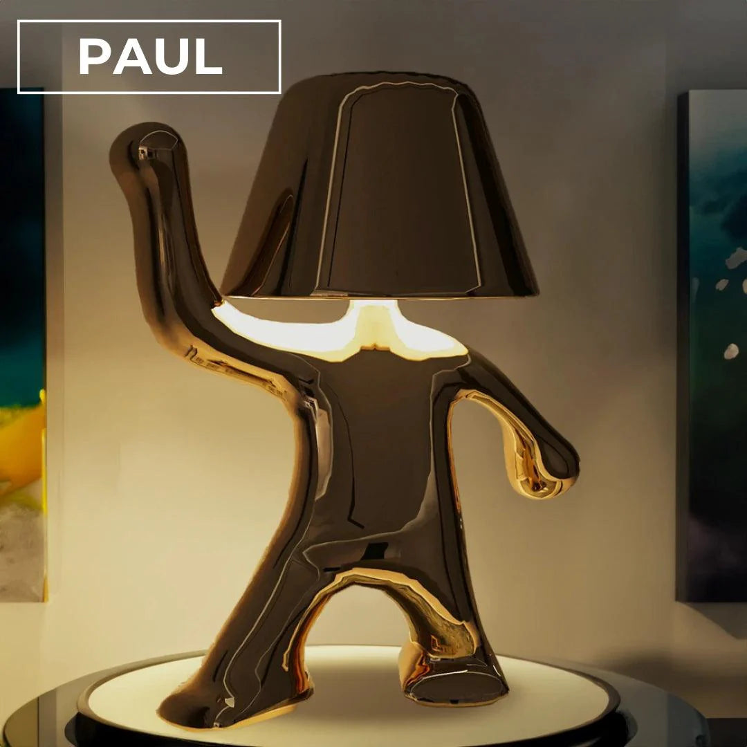 Table Lamp Gold Figurine 7.6 in LED Wireless Desk Decorative Dancing Accent Light USB Rechargeable Home Decor | Thomler