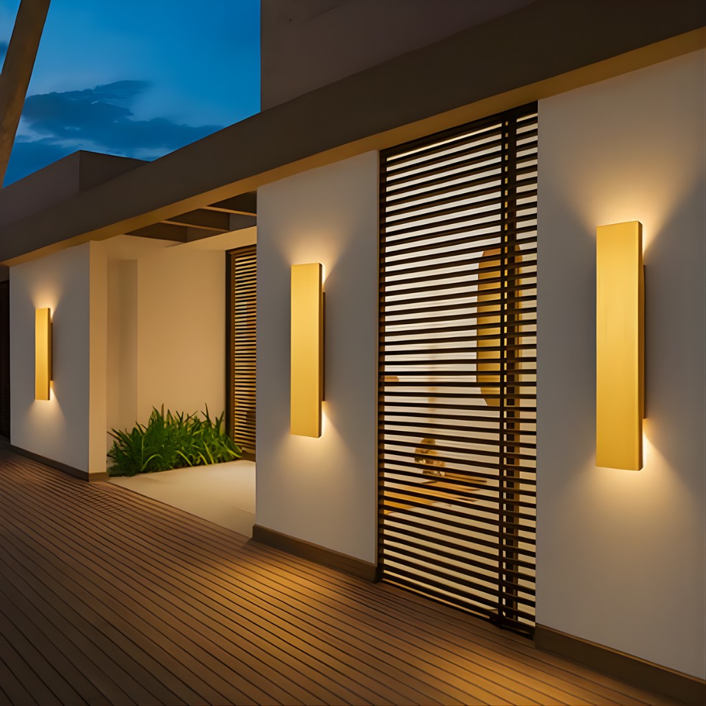 Wall Lamp Aluminium Integrated LED Gold Outdoor Facade Terrace Weatherproof Garden Balcony Entrance Lighting Fixture | Thomler