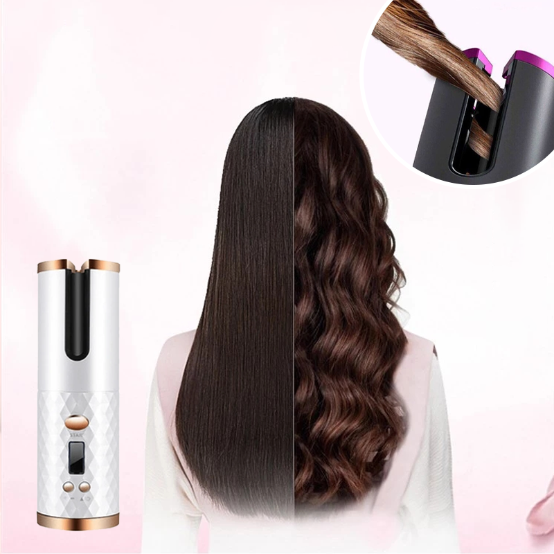 Cordless Auto Hair Curler with Ceramic Barrel & 6 Heat Settings for Travel-Ready Styling | Thomler