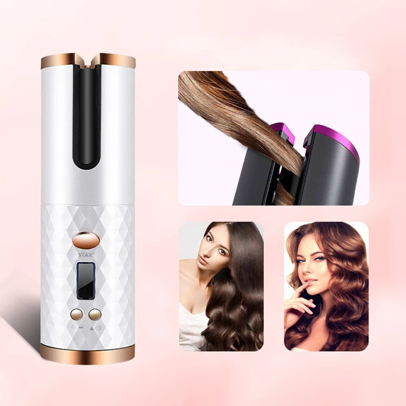 Cordless Auto Hair Curler with Ceramic Barrel & 6 Heat Settings for Travel-Ready Styling | Thomler