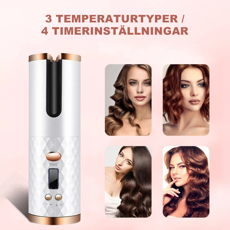 Cordless Auto Hair Curler with Ceramic Barrel & 6 Heat Settings for Travel-Ready Styling | Thomler