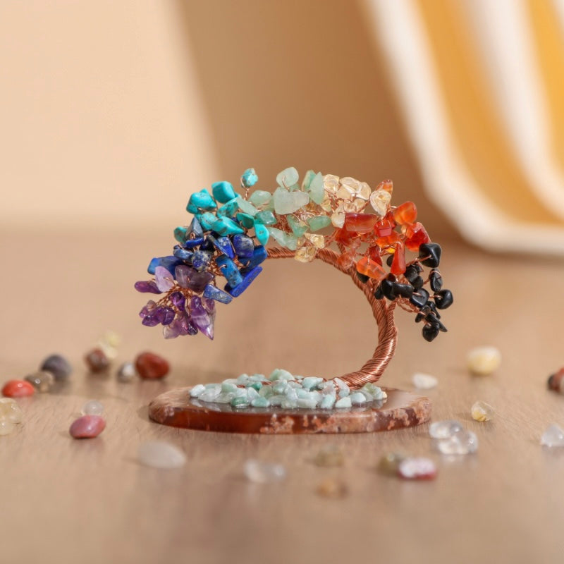 Chakra Crystal Tree Sculpture with Copper Wire & Natural Gemstones for Home Decor | Thomler